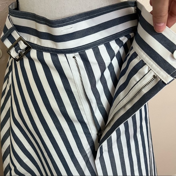 SOLD E Anthropologie Maeve Blue Striped Asymmetric Skirt - Picture 7 of 10